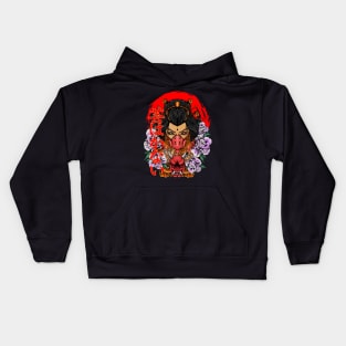 geisha mask mecha Kids Hoodie